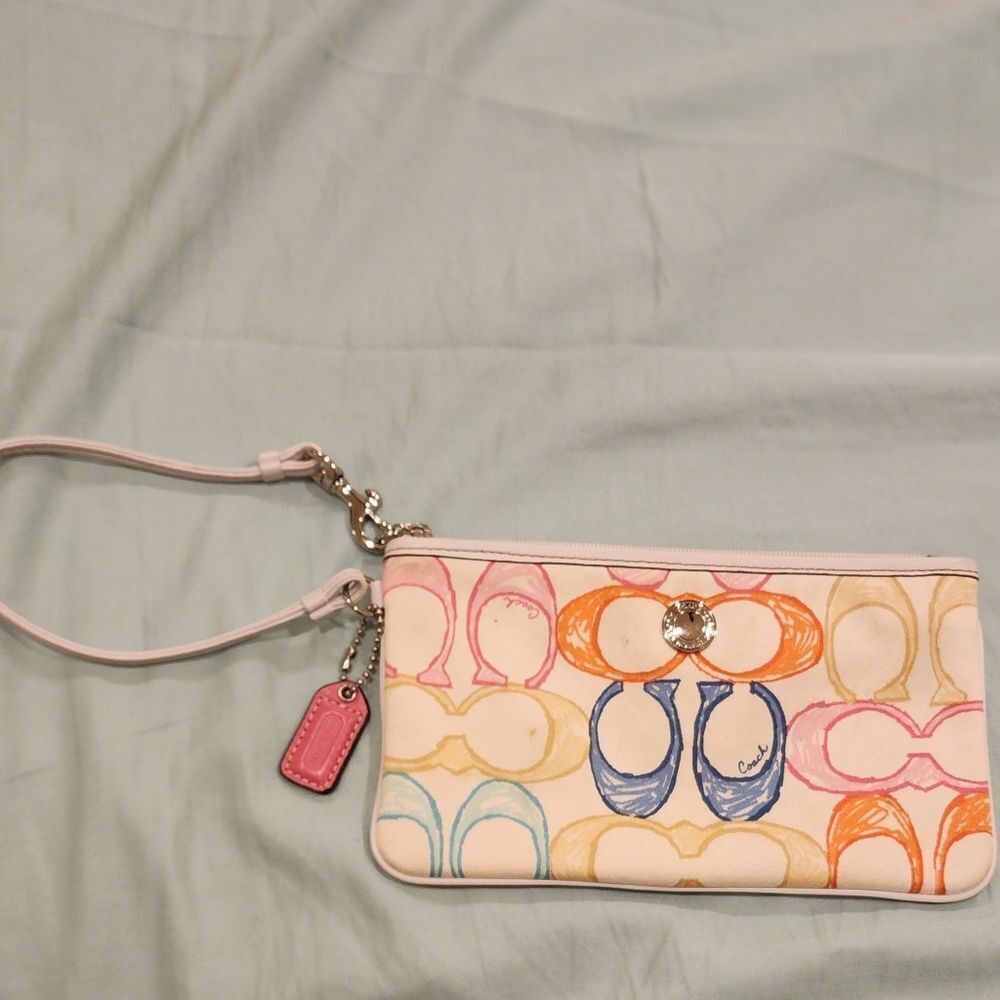 COACH Scribble Signature Pastel Cotton Wristlet - Picture 2 of 4